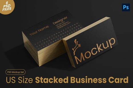 Stacked Business Card Mockup Set (US Size)