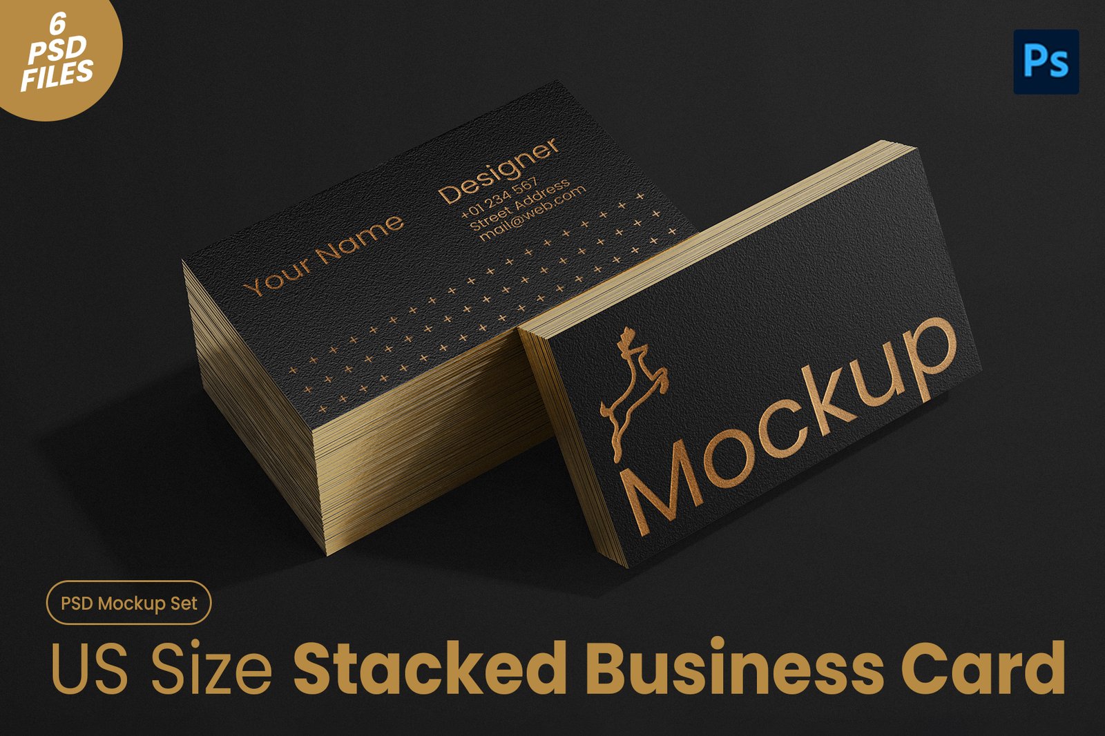 Stacked Business Card Mockup Set (US Size)