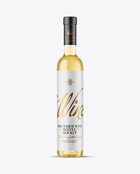 Clear Glass White Wine Bottle Mockup - Packaging mockups