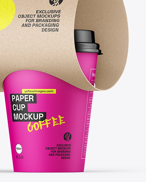 Kraft Paper Coffee Cups Carrier Mockup