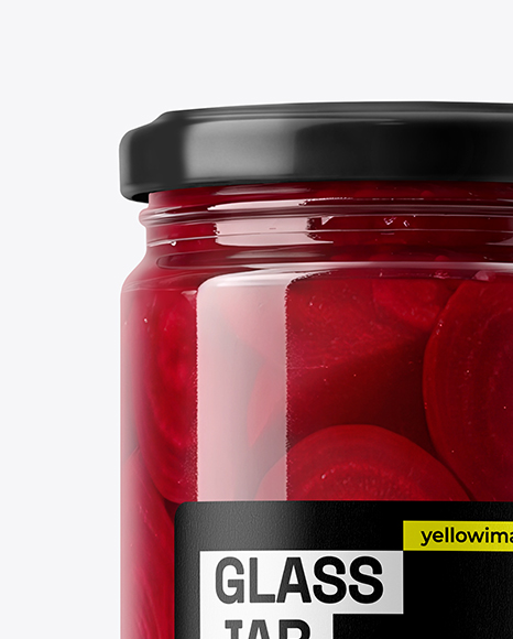 Clear Glass Jar with Pickled Beets Mockup