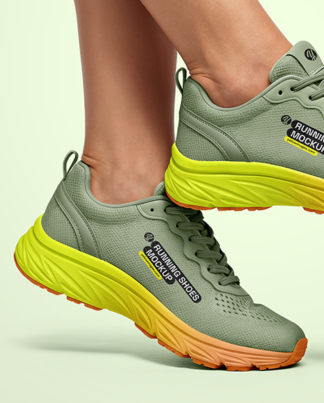 Running Shoes on Women's Legs Mockup