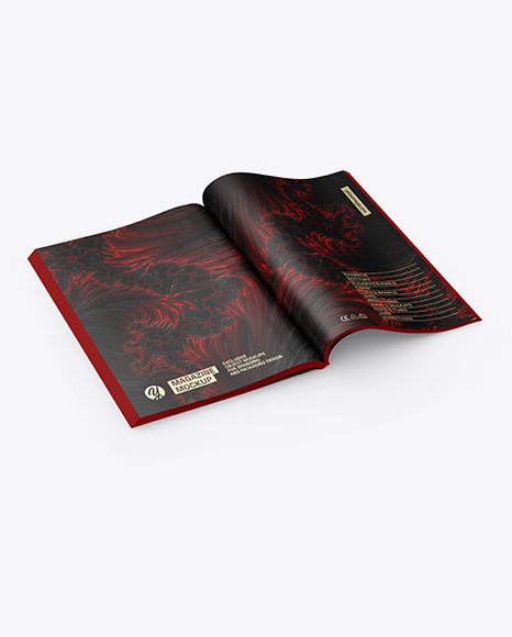Opened Magazine Mockup - Half Side View
