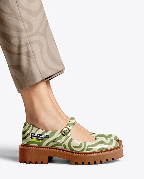 Mary Janes on Woman's Legs with Pants Mockup - Mockups
