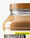 Clear Plastic Jar with Grounded Coriander Mockup