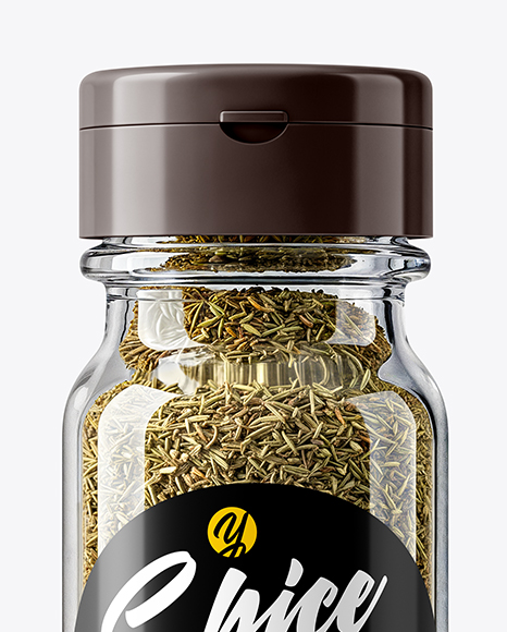 Glass Spice Jar with Thyme Mockup