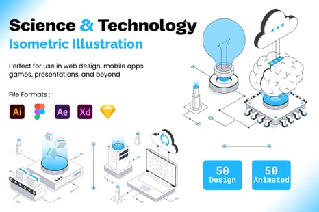 50 Science and Technology Illustrations - Illustrations