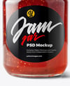 Glass Jar with Strawberry Jam Mockup