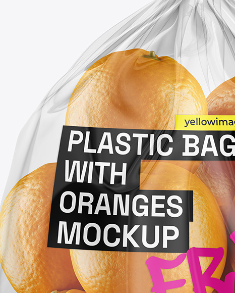 Plastic Bag With Oranges Mockup