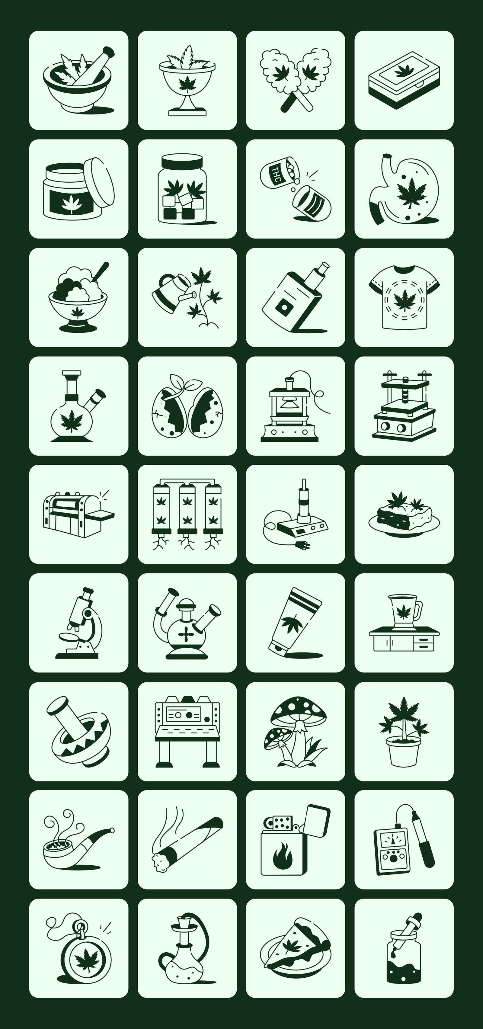 Weed Drawing Illustration Set