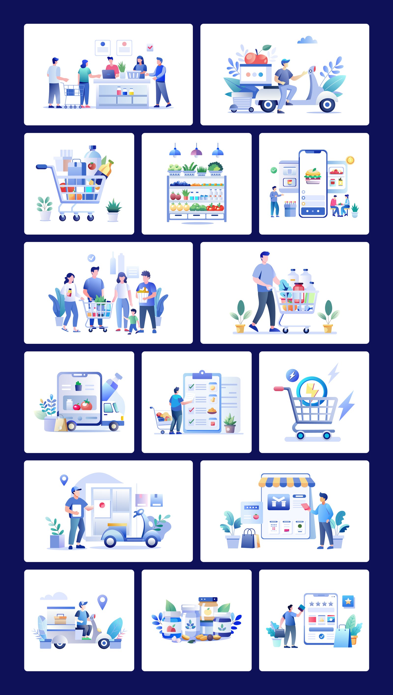 Grocery Shopping Illustrations
