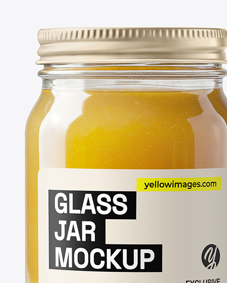 Clear Glass Jar with Chicken Bone Broth Mockup