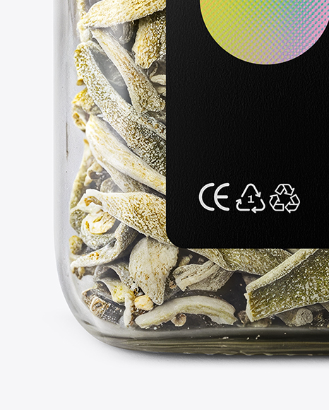 Square Plastic Jar with Sage Herb Mockup