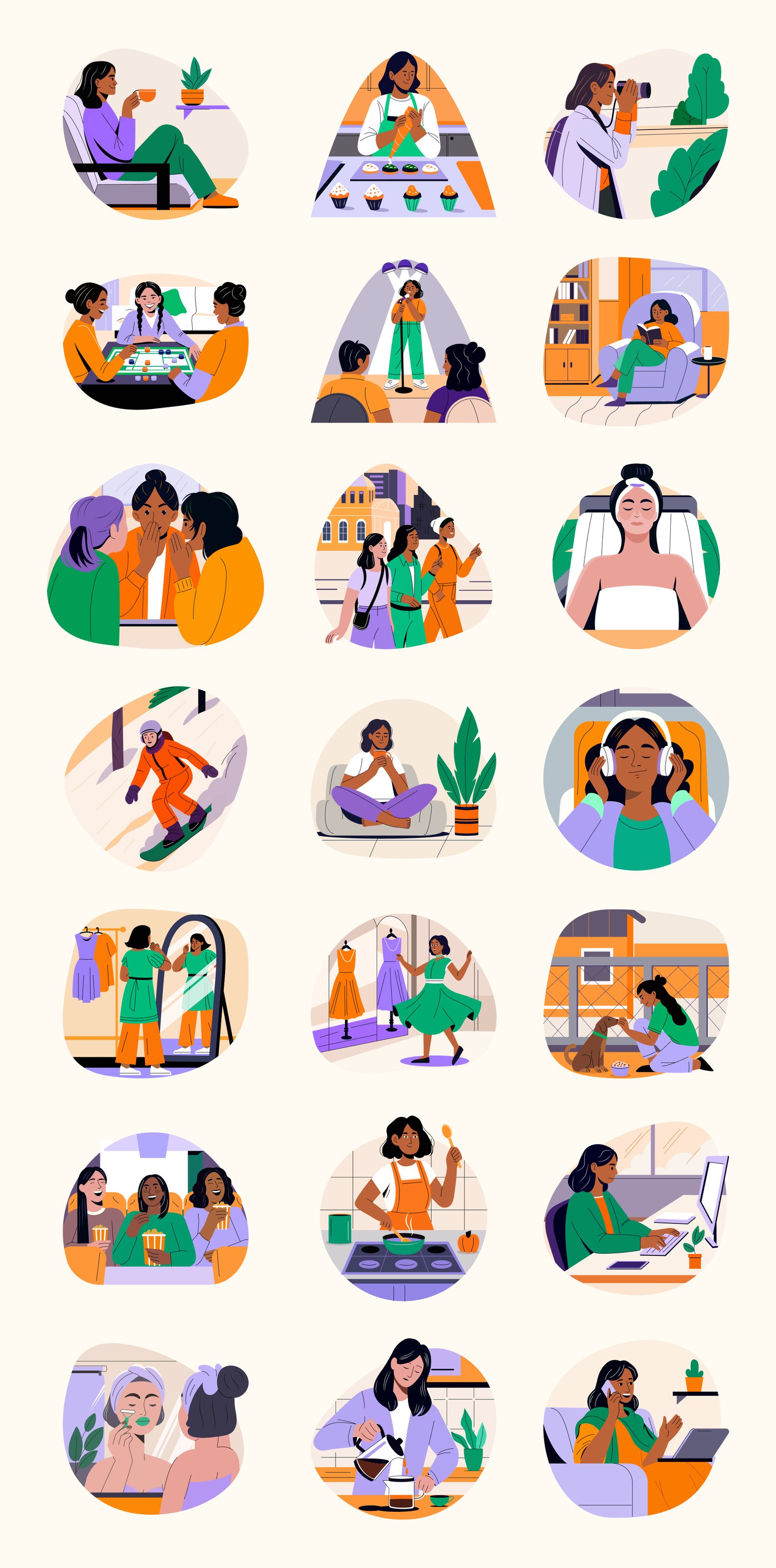 Girl Life Illustration Set