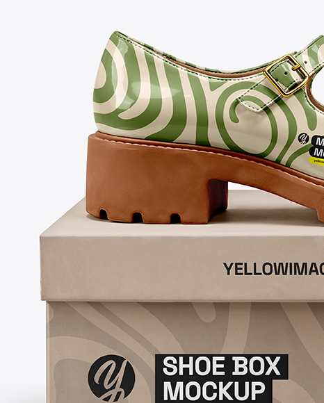 Mary Jane Shoe with Box Mockup