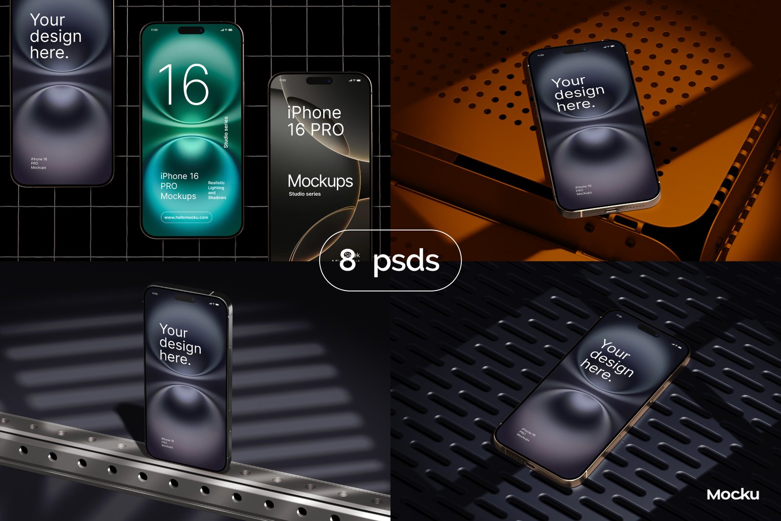 Iphone 16 Mockups - Industrial set