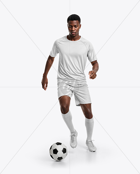 Soccer Player Wearing Raglan Jersey and Shorts Mockup