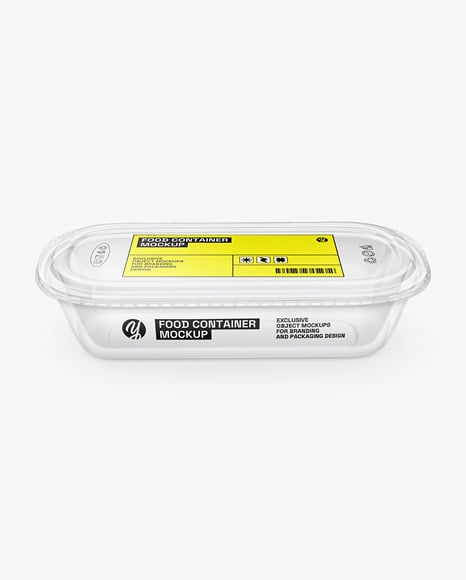 Clear Plastic Food Container in Paper Sleeve Mockup