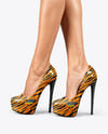 Pair of Stilettos on Woman's Legs Mockup