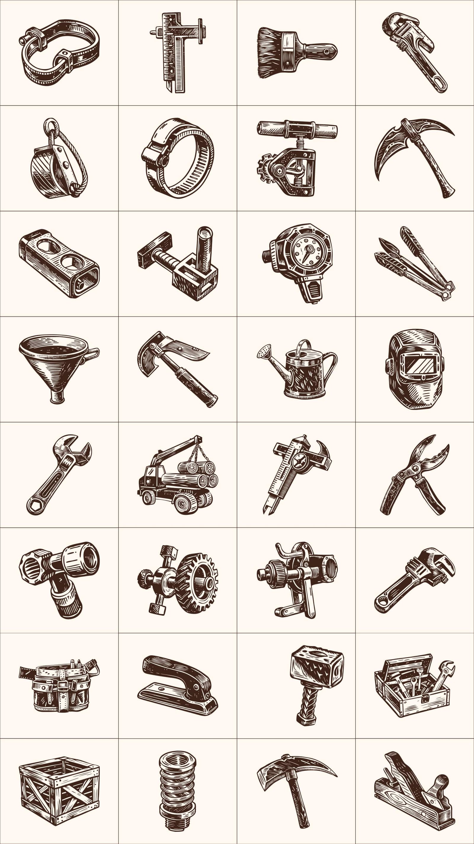 Vintage Tools Illustration Set