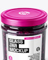 Clear Glass Jar with Blueberry Jam Mockup