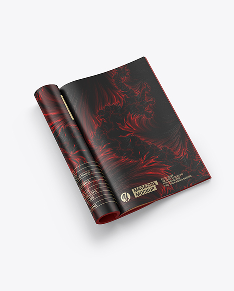 Opened Magazine Mockup - Half Side View