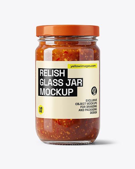 Jar with Sweet Relish Sauce Mockup - Sauce bottle mockup