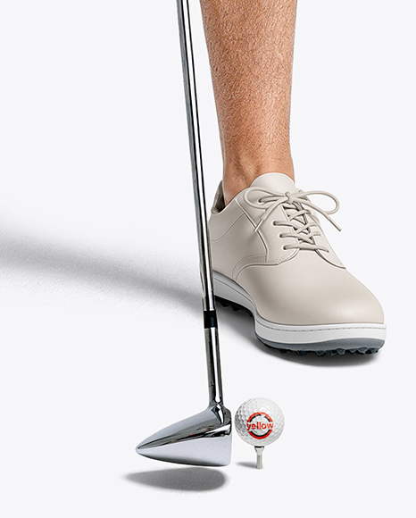 Man Wearing Golf Shirt and Shorts with Ball Mockup