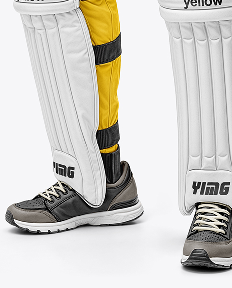 Indian Man Wearing Full Cricket Kit with Bat Mockup