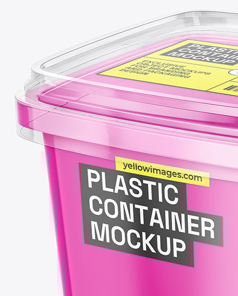 Plastic Food Container with Transparent Lid Mockup