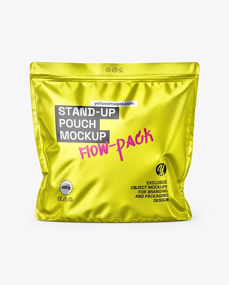 Matte Metallic Stand-Up Pouch Mockup