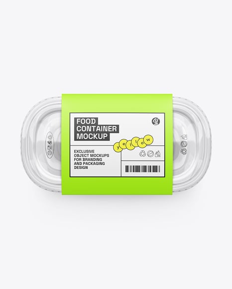 Clear Plastic Container in Paper Sleeve Mockup