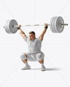 Man Wearing Weightlifing Suit with Barbell Mockup
