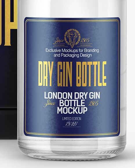 Gin Bottle with Box Mockup