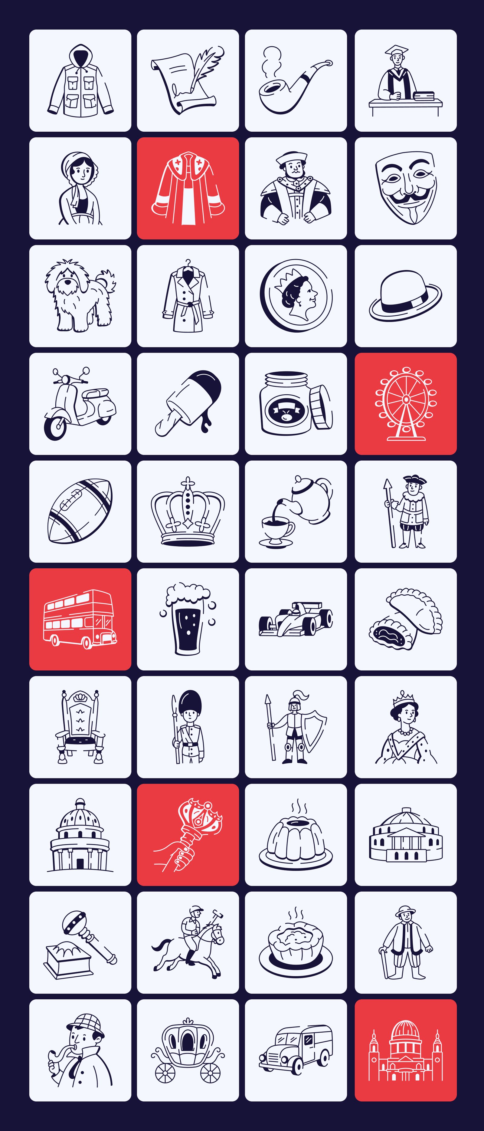 English Doodle Icon Set