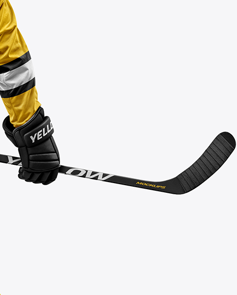 Man Wearing Full Ice Hockey Kit Mockup - Back view