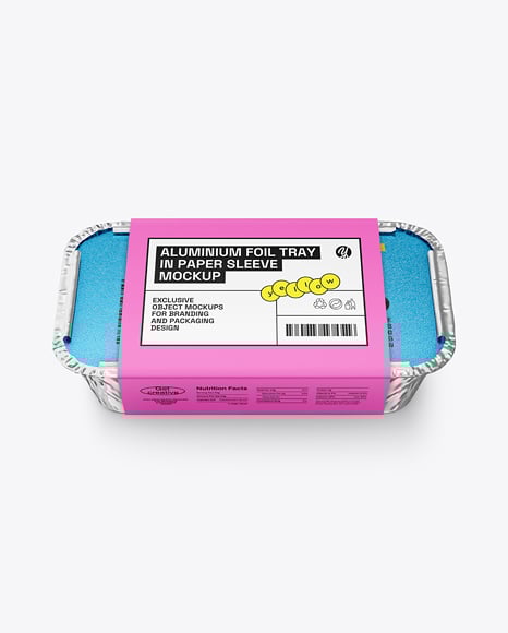 Aluminium Foil Tray Container in Paper Sleeve Mockup