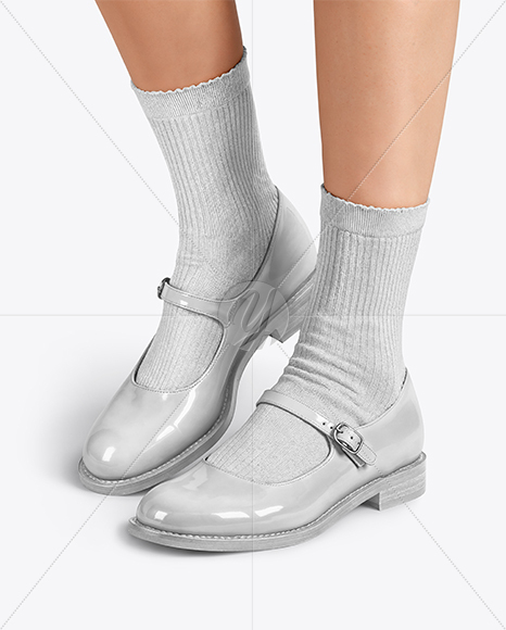 Mary Janes with Socks on Woman's Legs Mockup