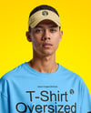 Man Wearing Oversized T-Shirt and Sun Visor Mockup