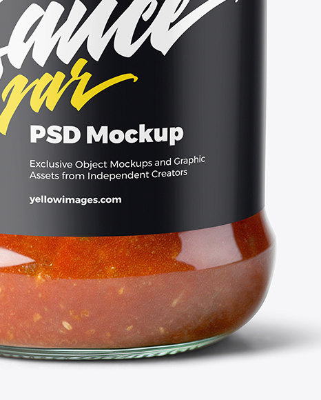 Clear Glass Jar with Marinara Sauce Mockup