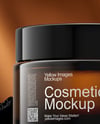 Amber Cosmetic Jar on the Rock Mockup