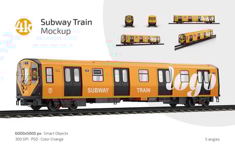 Subway Train Mockup Set - Vehicle Mockups
