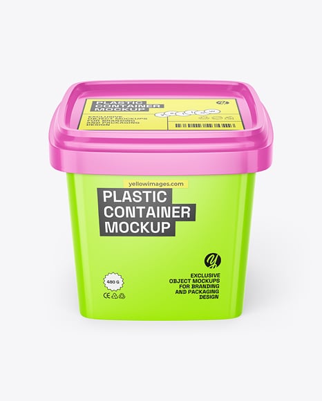 Glossy Plastic Food Container Mockup - Glossy+Plastic+Container+With+Beans+Mockup+-+High-Angle+...