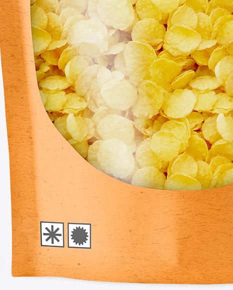 Kraft Stand-up Pouch w/ Corn Flakes Mockup