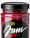 Glass Jar with Raspberry Jam Mockup