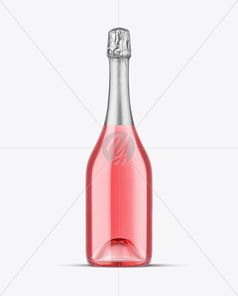 Clear Glass Pink Champagne Bottle Mockup