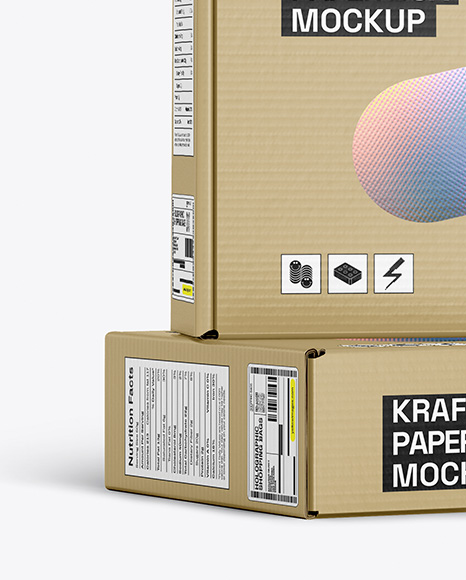 Two Kraft Paper Boxes Mockup