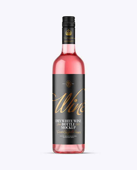 Clear Glass Pink Wine Bottle Mockup - Pink+Pet+Bottle+With+Paper+Label+Mockup+In+Bottle+Mockups+On