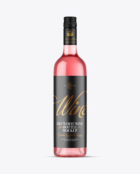 Clear Glass Pink Wine Bottle Mockup - Product package mockup