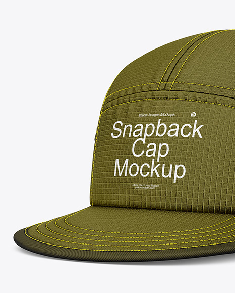 Ripstop Snapback Cap Mockup - Half Side View